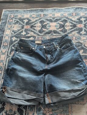 Anthropologie Dark Blue Rolled-Hem Denim Shorts